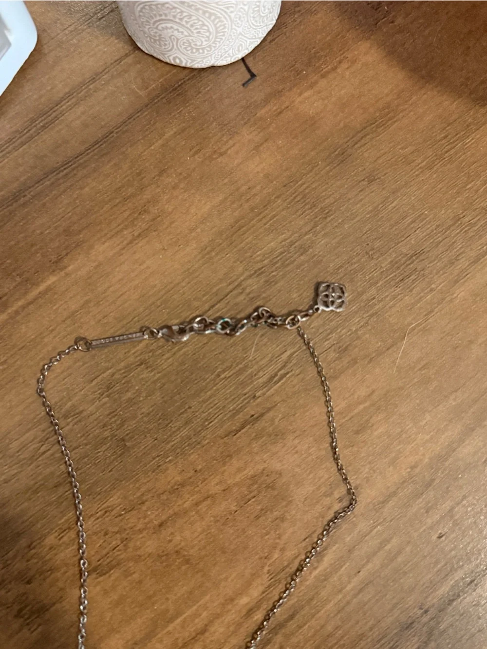 Kendra Scott Silver-Tone Gray Oval Pendant Necklace